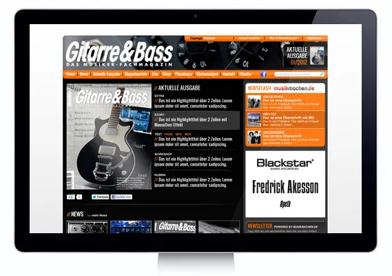 Bild zum Gitarre & Bass Website ReDesign