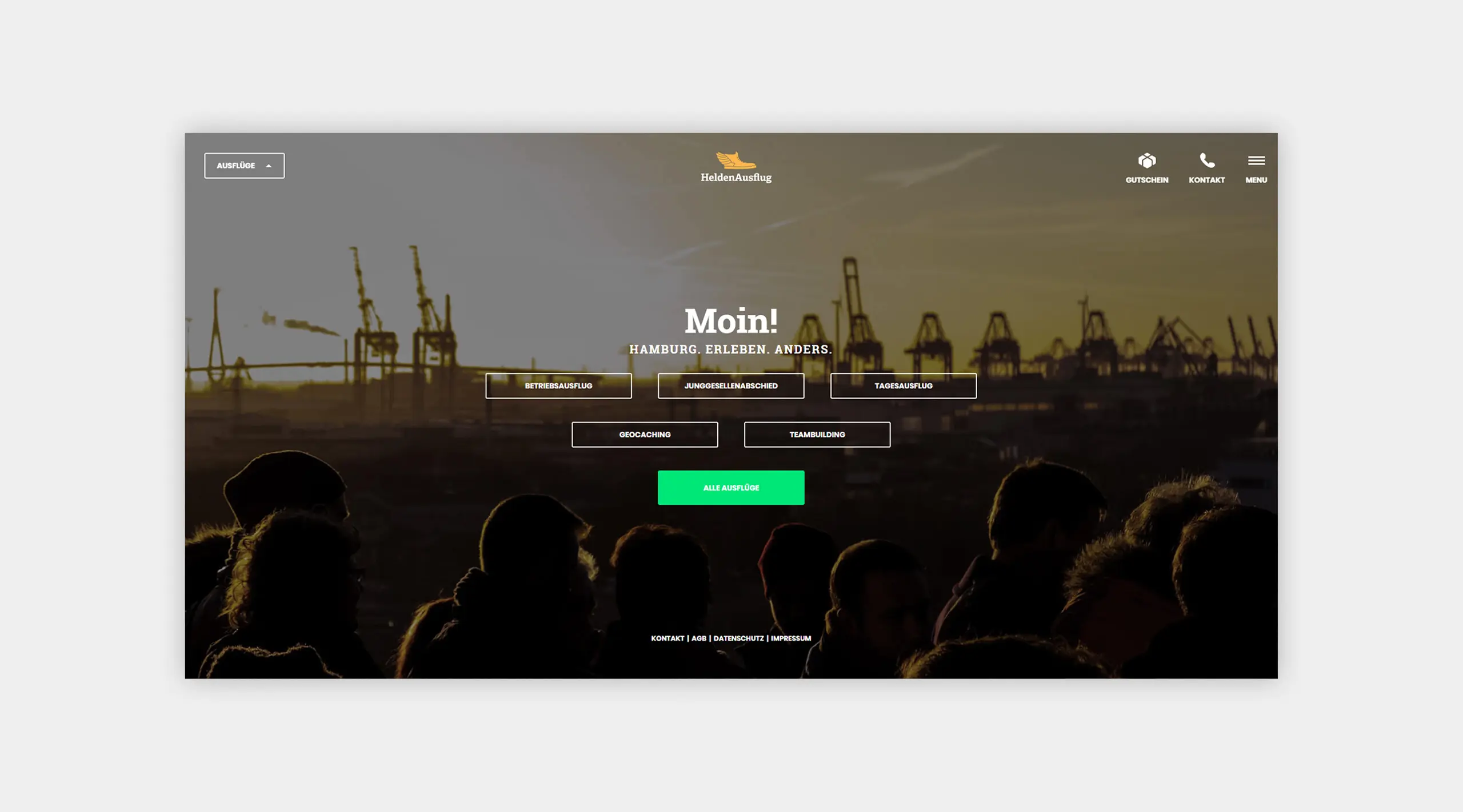 Screenshot der Startseite der neuen Website von HeldenAusflug.
