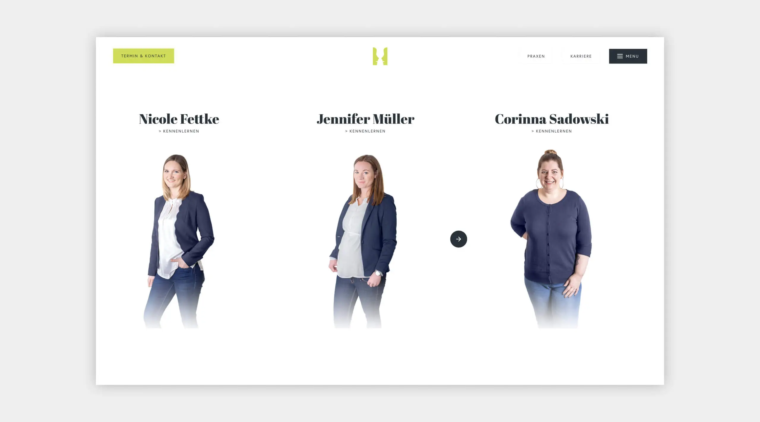 Auszug als Screenshot vom Portraitbereich auf der Website von Logopädie Vest.
