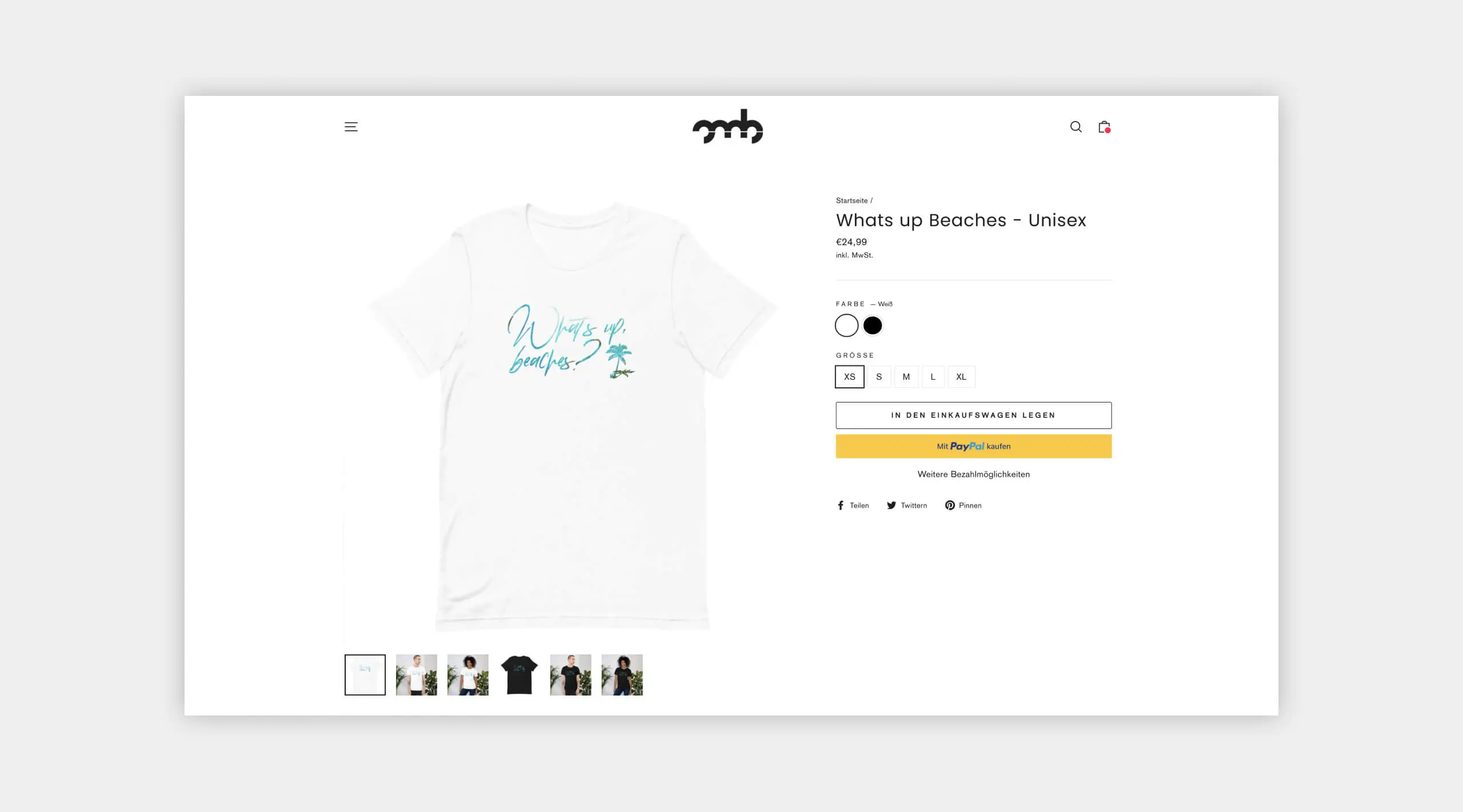 Auszug einer Produktansicht aus dem Webshop von OMB Oh, my Brand!