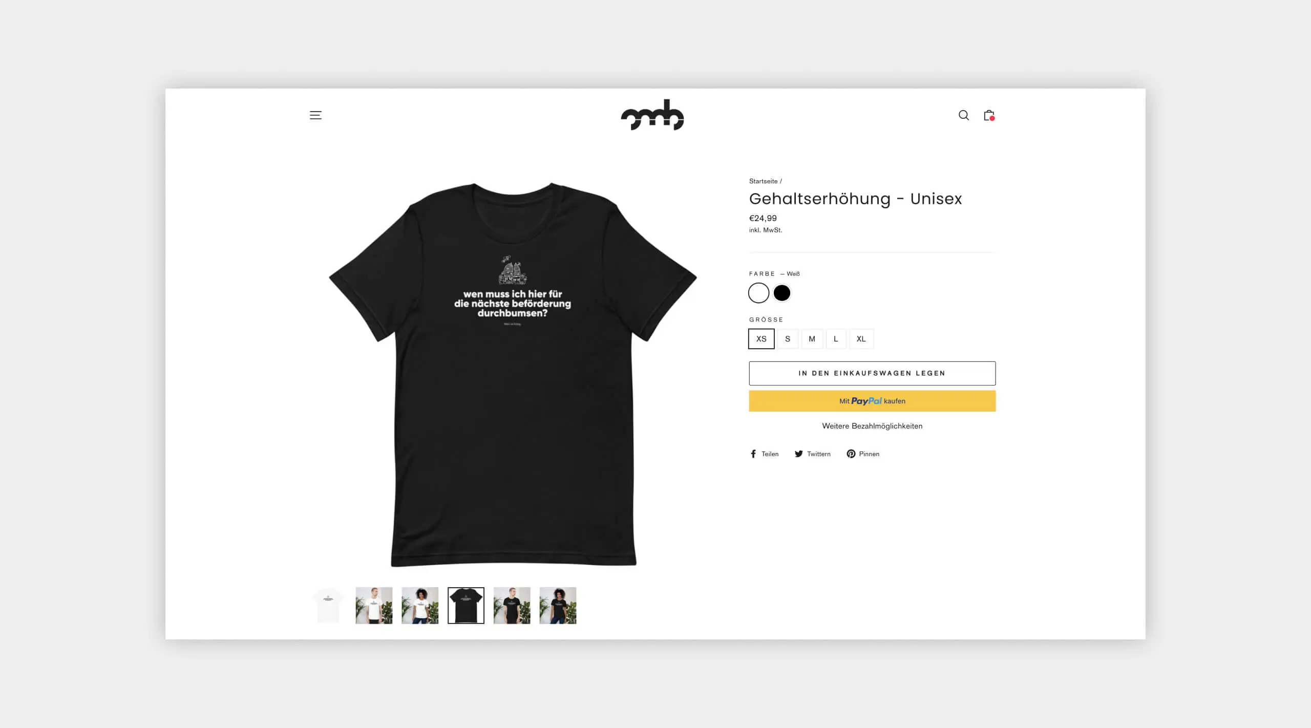 Auszug einer Produktansicht aus dem Webshop von OMB Oh, my Brand!
