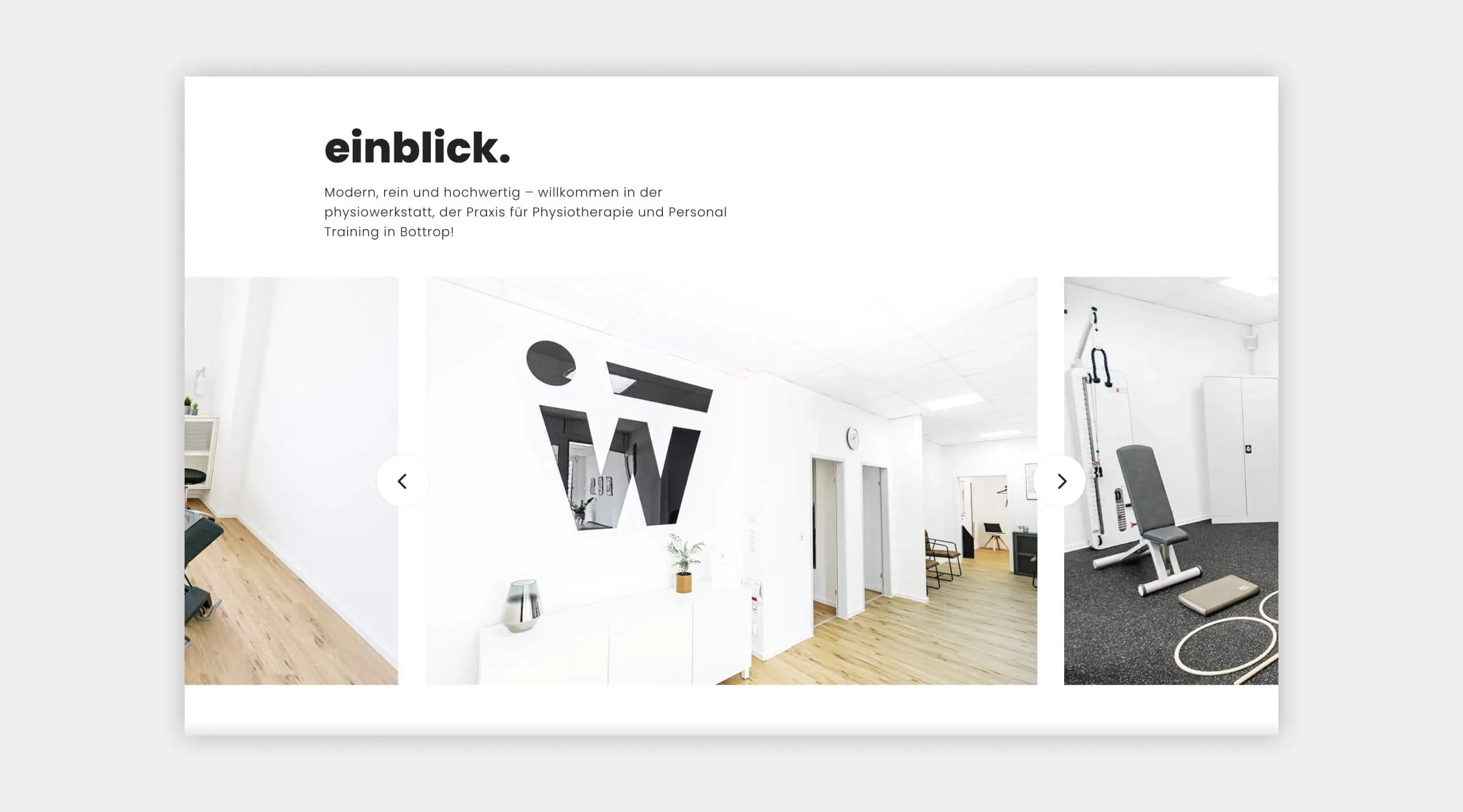 Auszug als Screenshot vom Galeriebereich auf der physiowerkstatt Website.