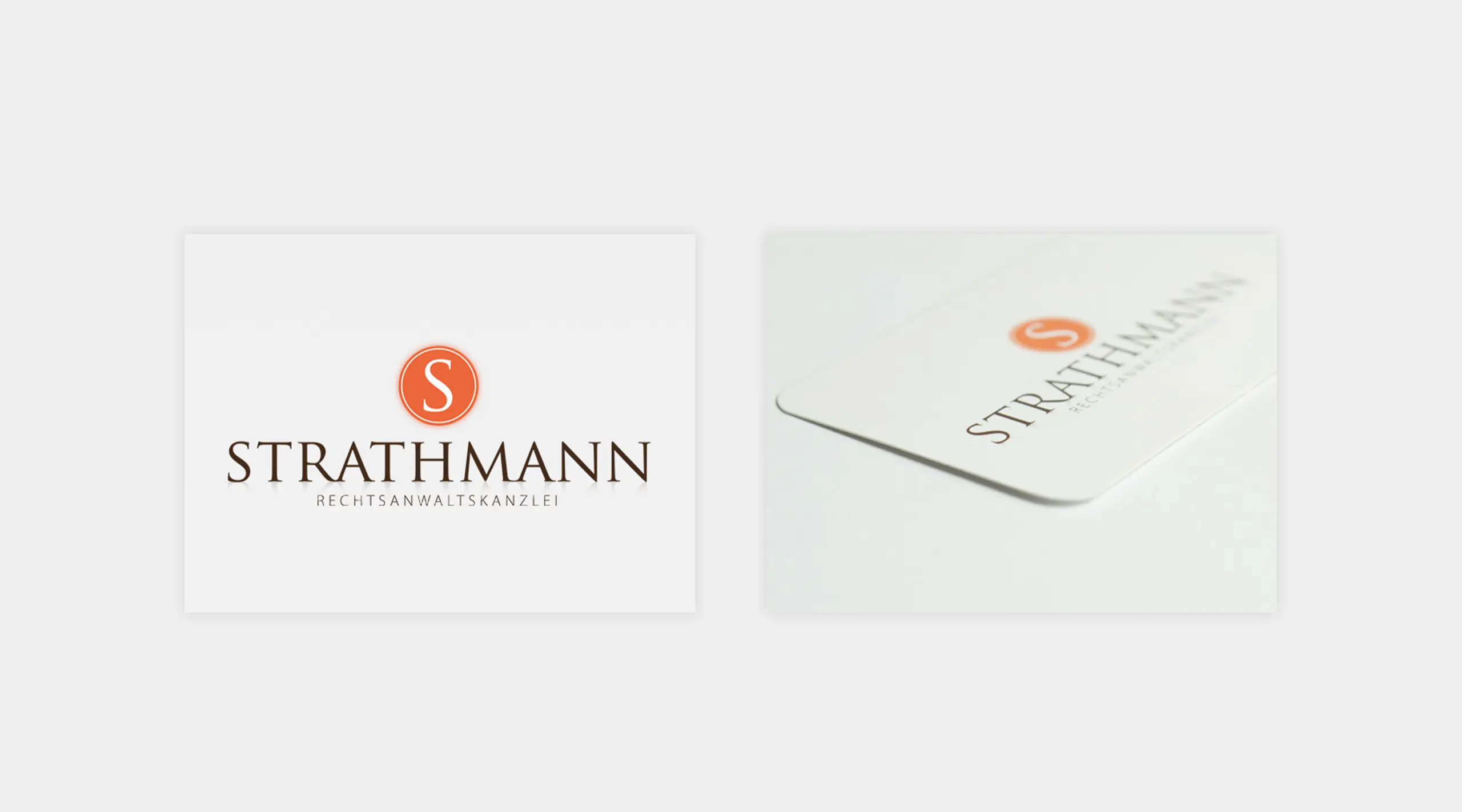 Darstellung des Logo und der Visitenkarte von Strathmann Rechtsanwaltskanzlei.