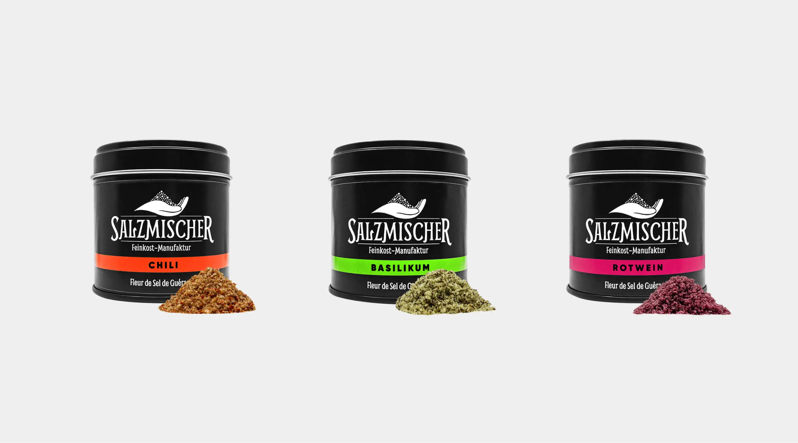 Darstellung des Produktdesigns diverser Salzdosen.