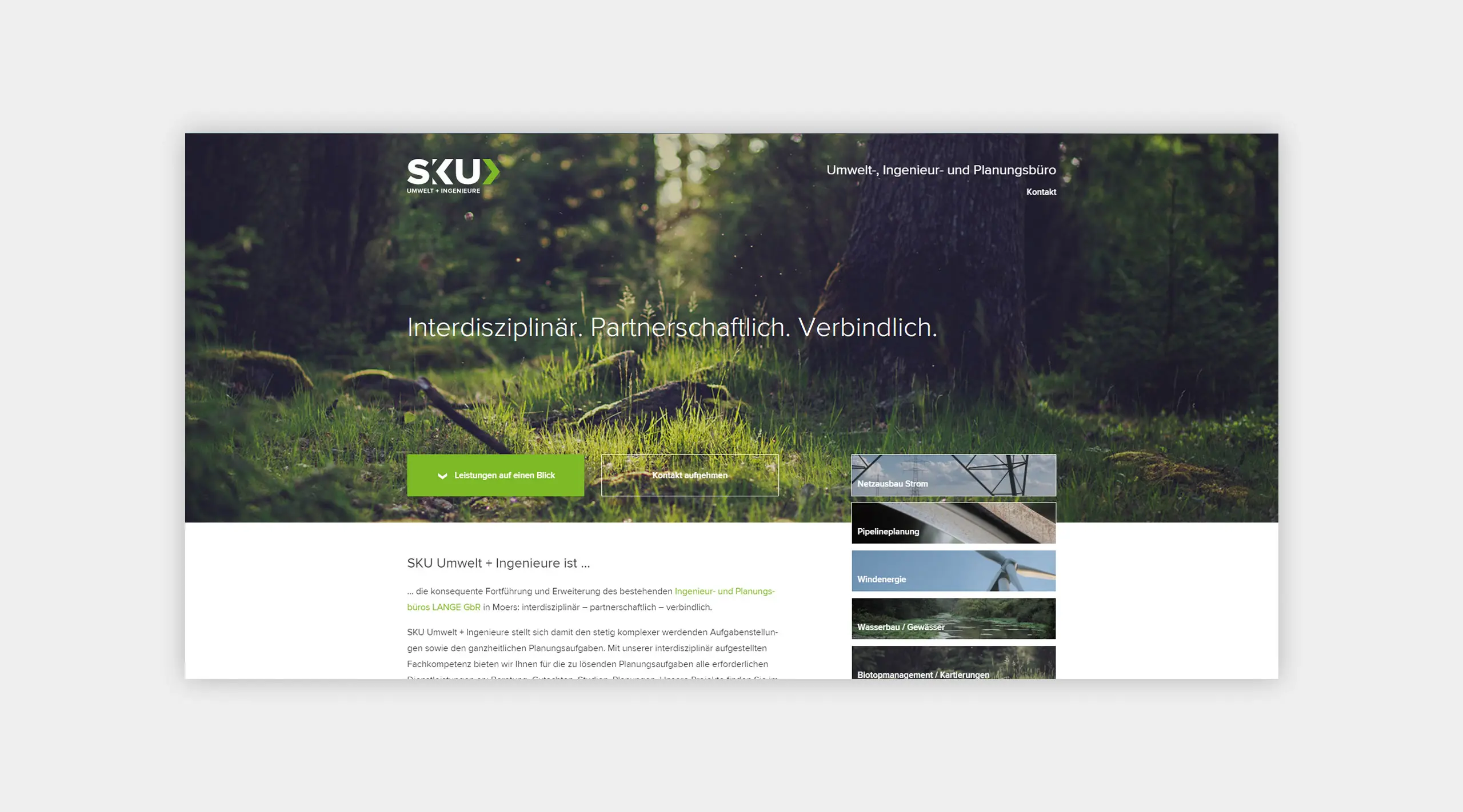 Screenshot der Startseite von SKU.