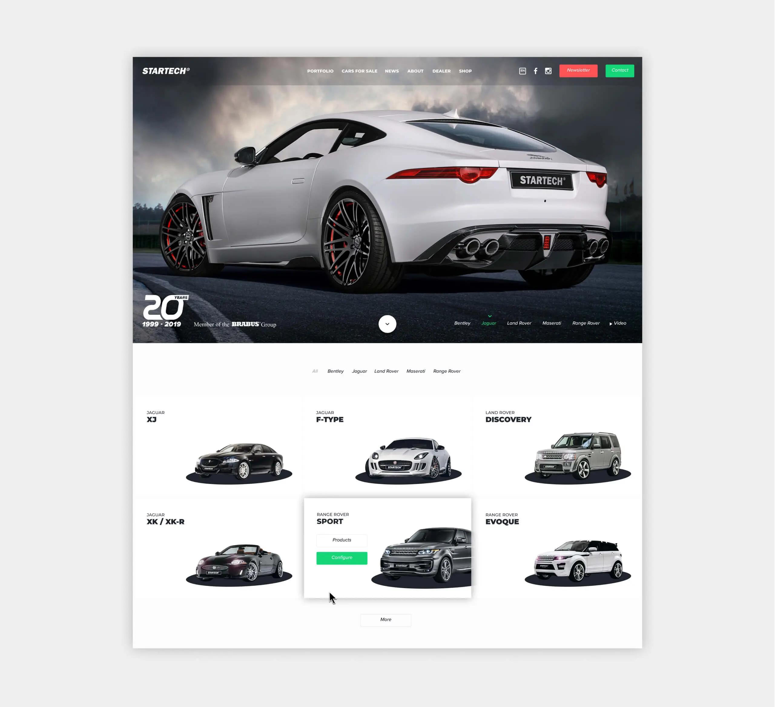 Screenshot der Startseite von Startech.