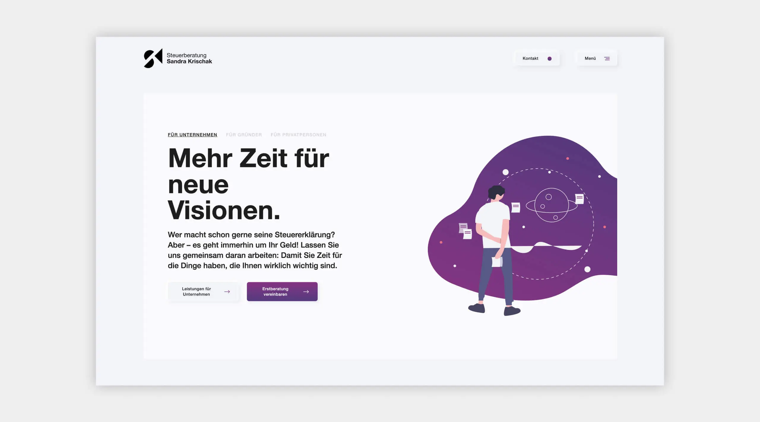 Auszug als Screenshot von der Website von Steuerberatung Krischak.
