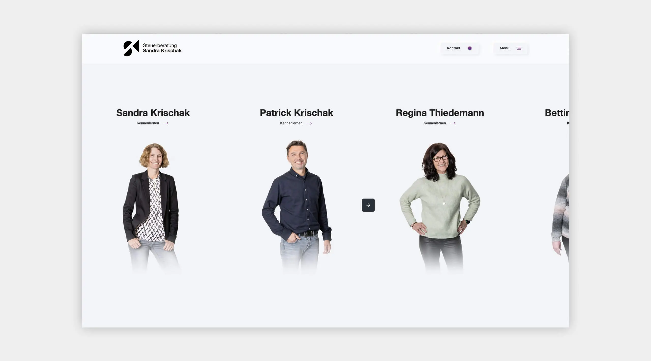 Auszug als Screenshot vom Teambereich auf der Website von Steuerberatung Krischak.