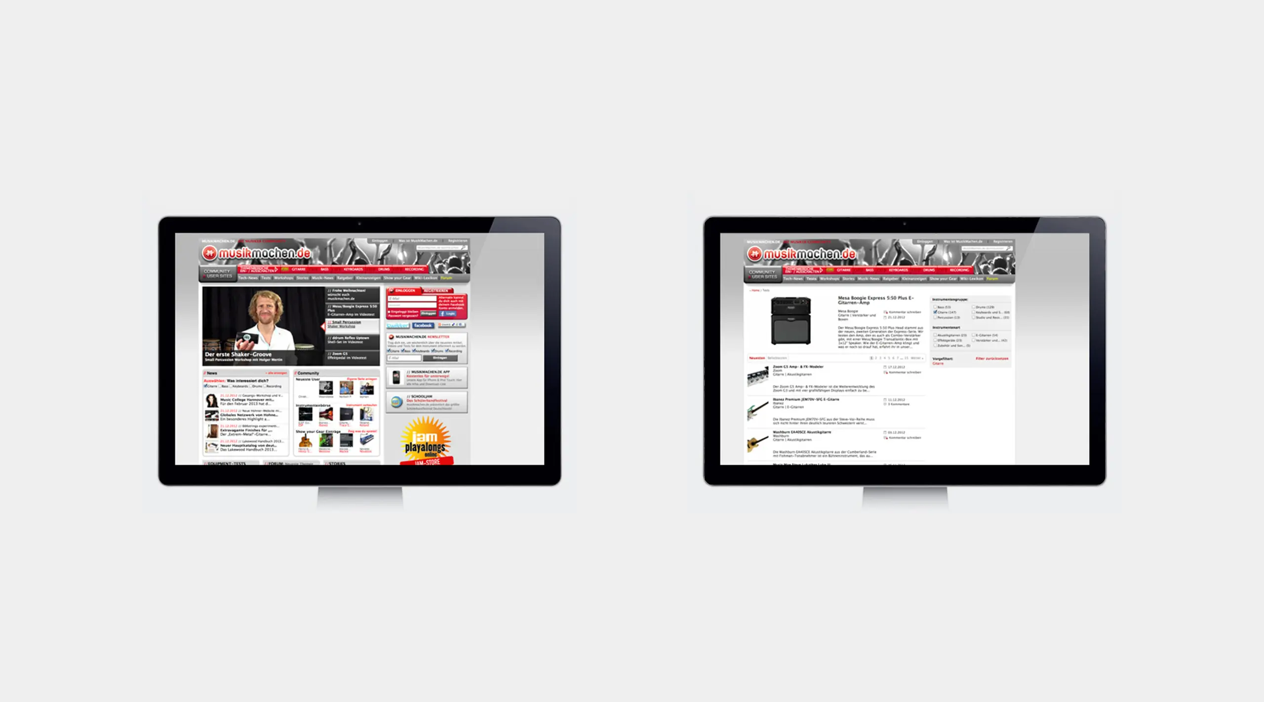 Screenshots der Website von musikmachen.de