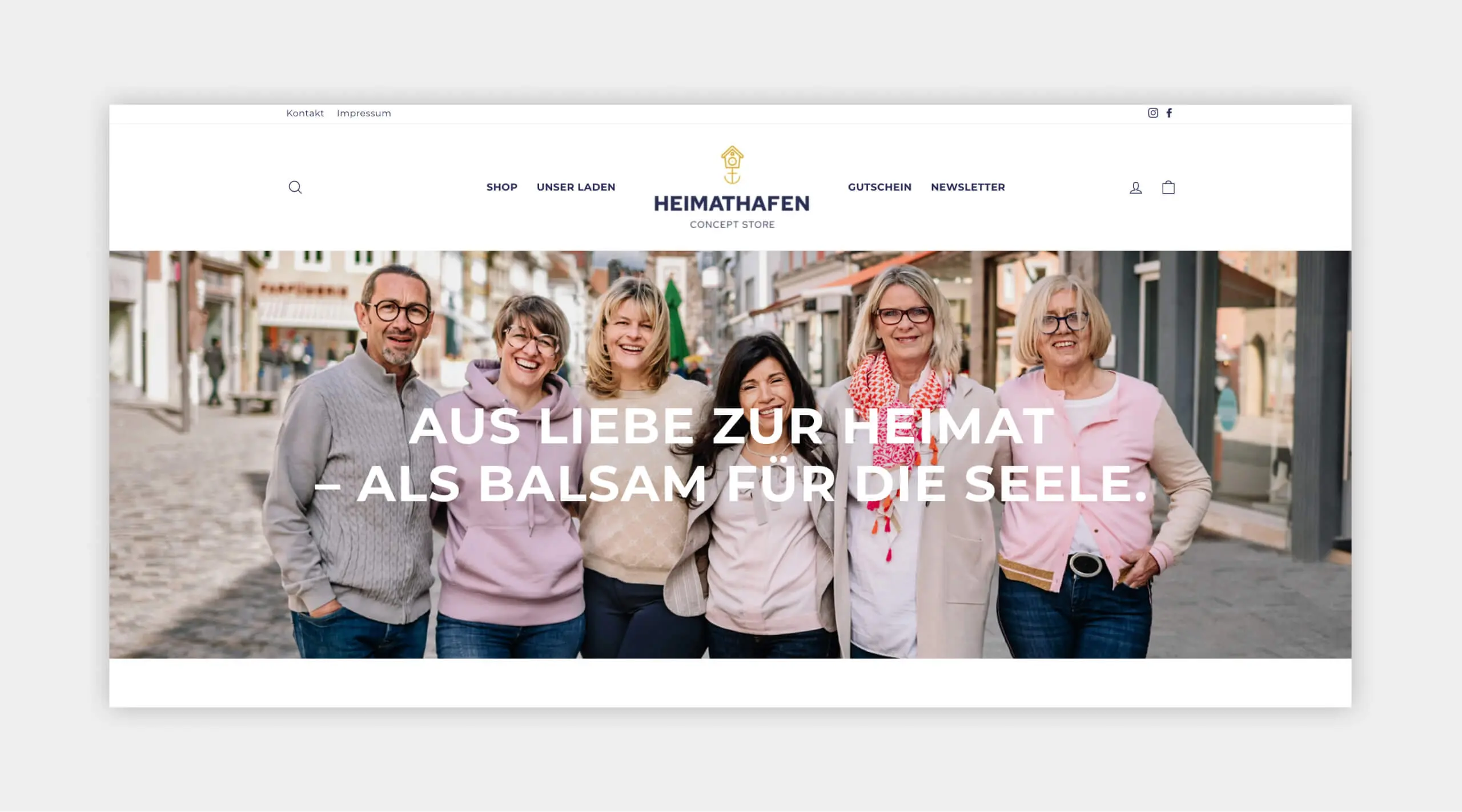 Auszug als Screenshot vom Heimathafen Concept Store Webshop Unser Laden.