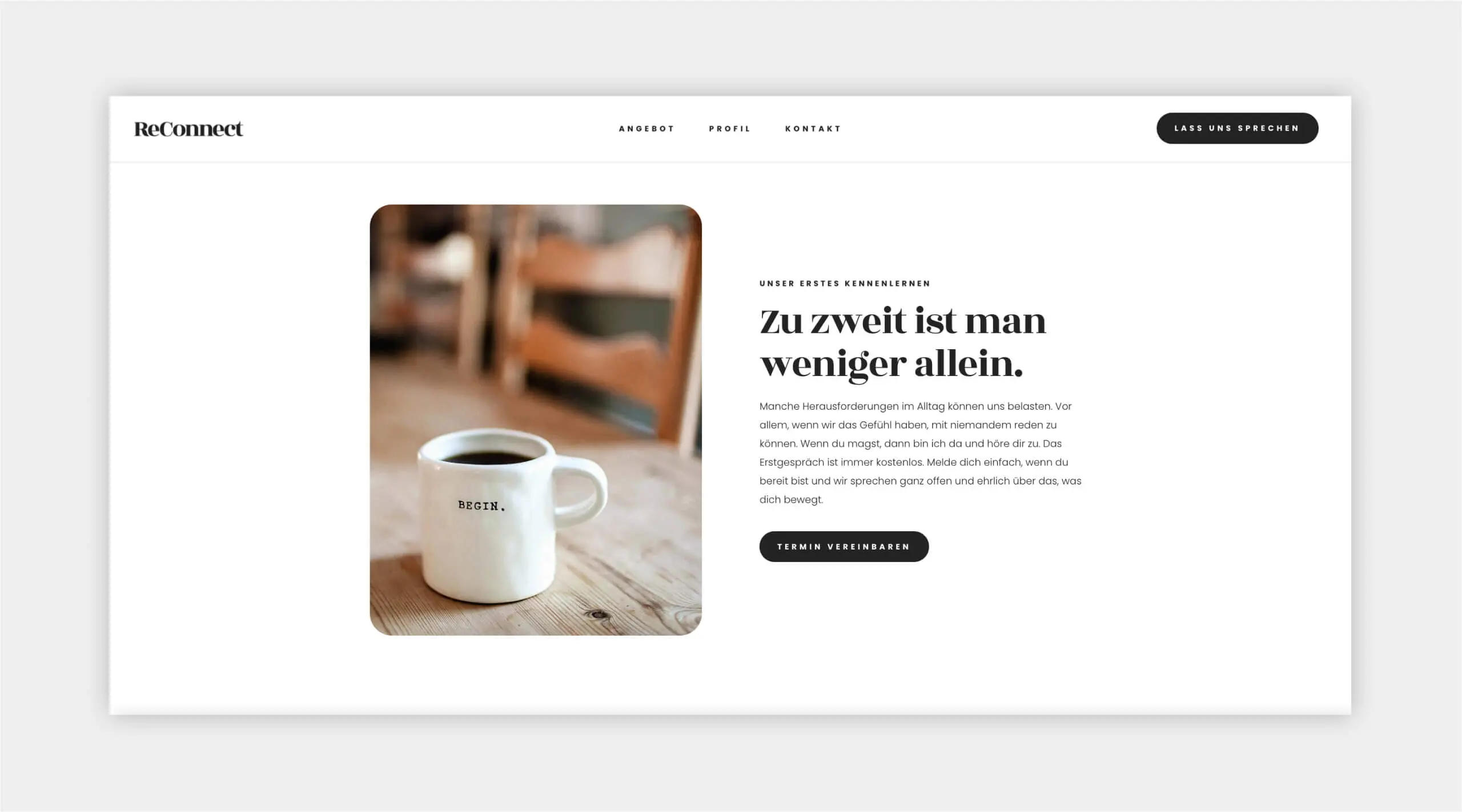 Auszug als Screenshot aus der ReConnect Website Kennenlernen.