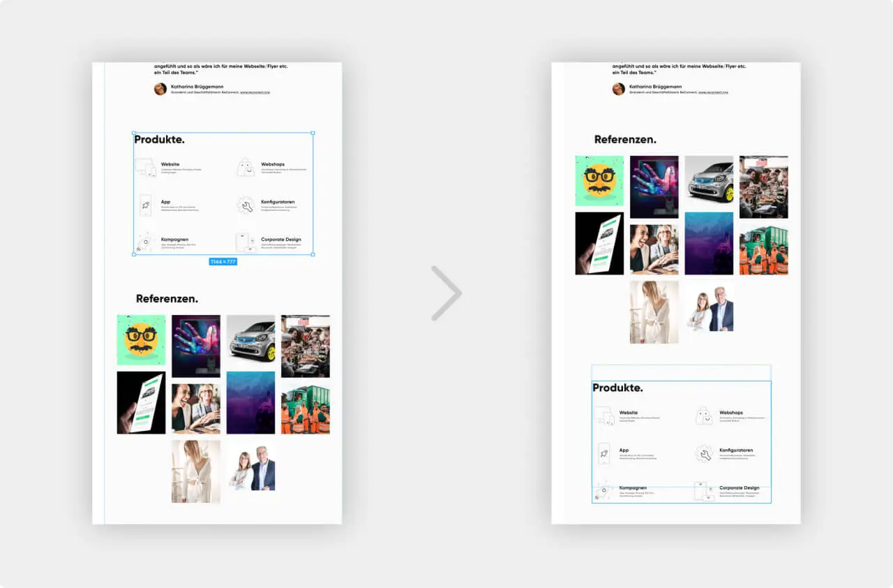 Auto Layout in Figma hilft bei globalen Abständen.