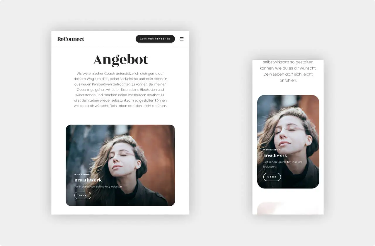 Darstellung einer responsiven Website auf Tablet und Smartphone.
