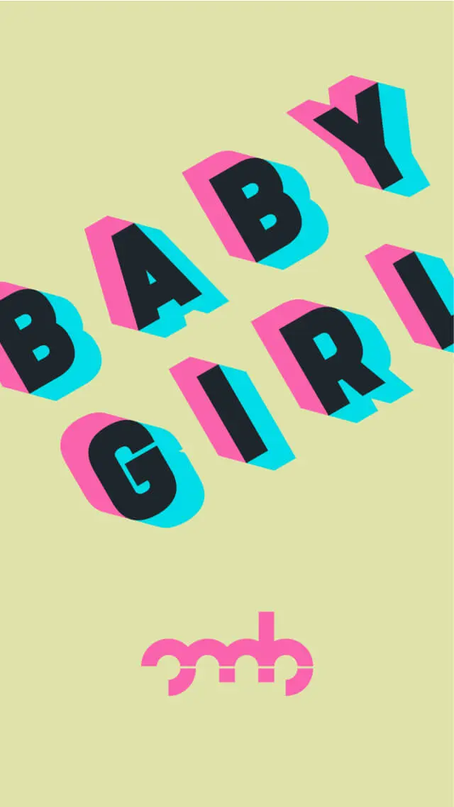 Motiv BABY GIRL auf beigen Hintergrund mit omb Logo.