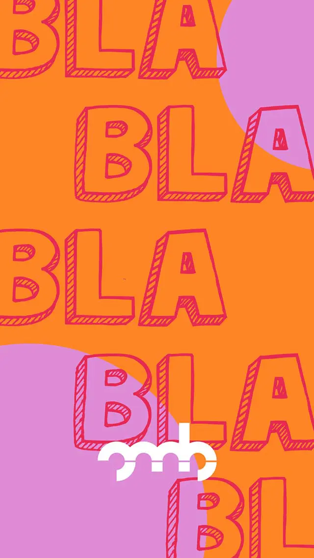 BLA BLA BLA Motiv von Oh, my Brand! auf orangenem Hintergrund.