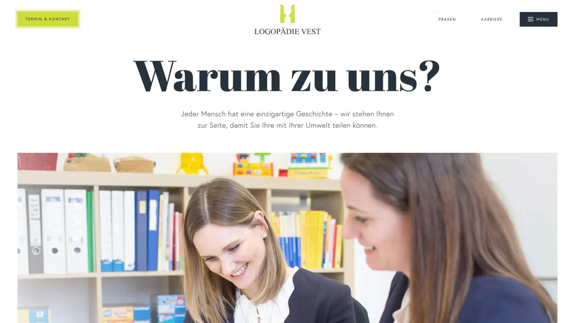 Screenshot der Unterseite 