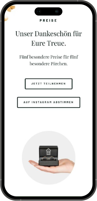 Mobile Version vom Trauring-Gewinnspiel.