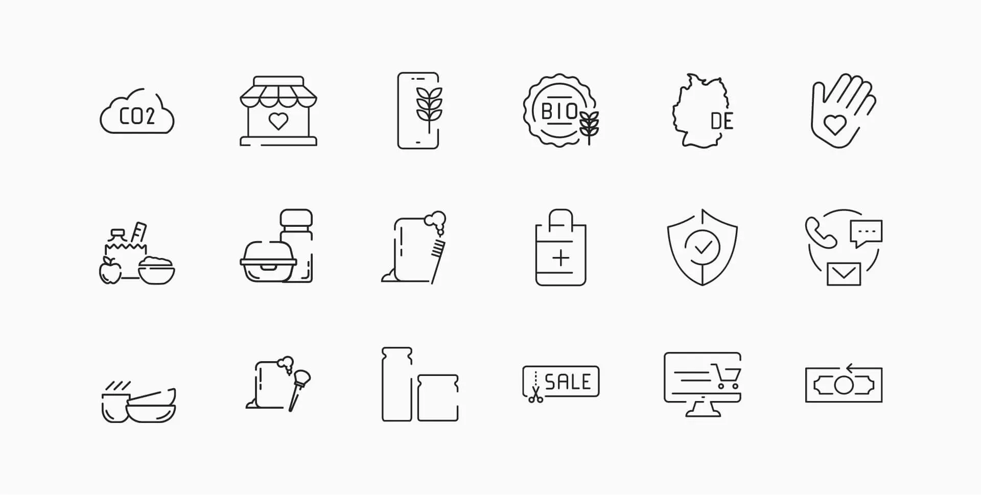 Iconsammlung von juut Webshop.