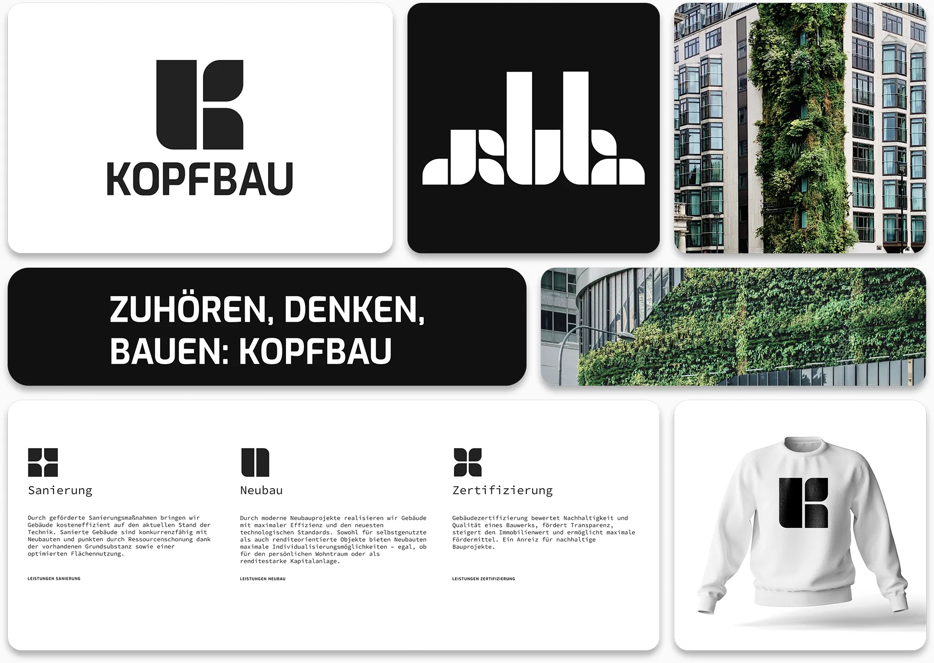 Arbeitsproben vom Kunden Kopfbau: Web-Design und Branding.